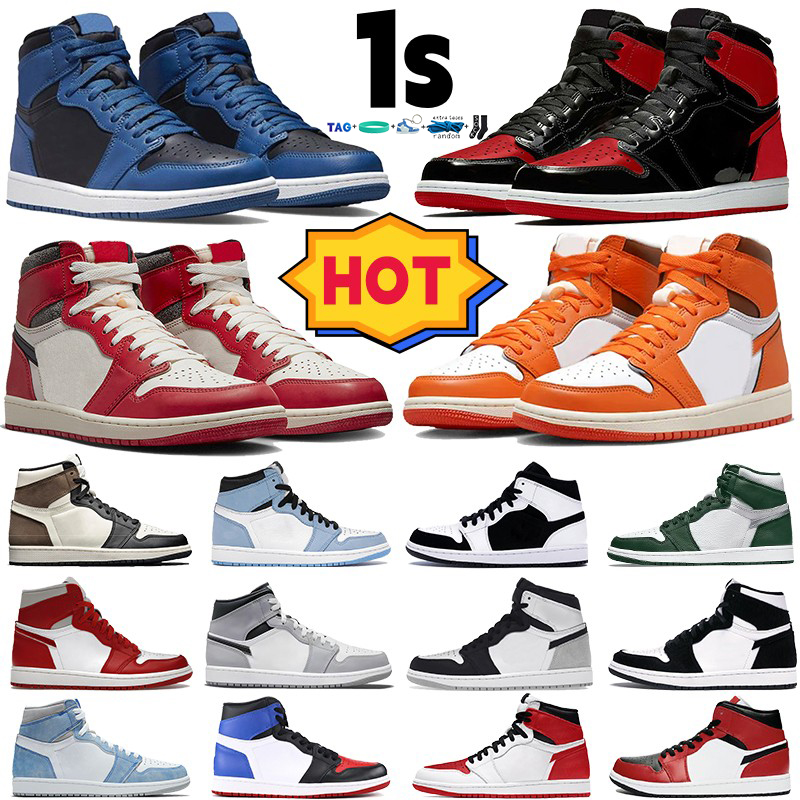 

Men Women 1 OG 1s Basketball Shoes Jumpman Patent Bred Dark Marine Blue Chicago Lost And Found Starfish Versity Red Retro Sport Shoe Designer Mens Sneakers, 45 shattered backboard 3.0