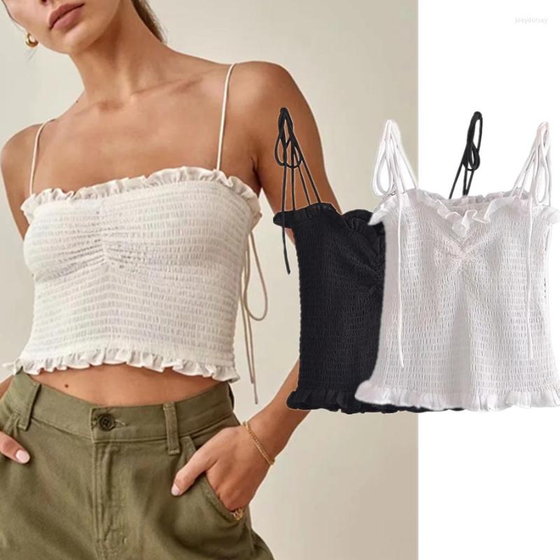 

Women' Tanks Maxdutti Camisetas Verano Mujer 2022 Harajuku Tshirt Camisole Indie Folk Vintage France Elastic Strap Summer T Shirt Women, Black