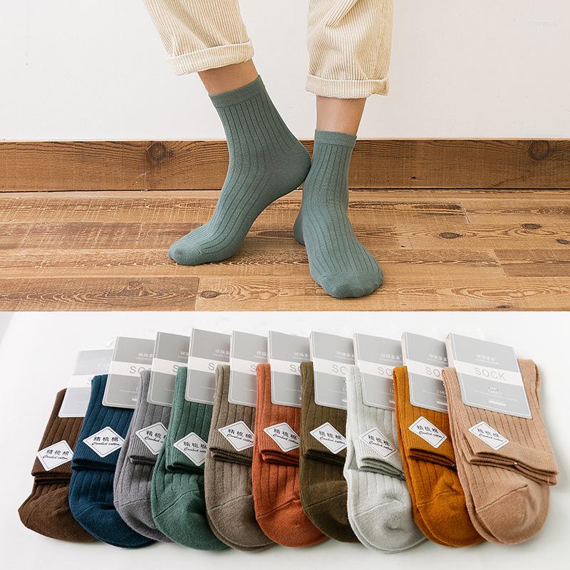 

Men's Socks 10pair/lot Fall/winter Combed Cotton Vertical Solid Color Women's, Random color