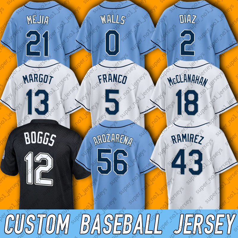 

18 Shane McClanahan Baseball Jersey Randy Arozarena Yandy Diaz Wander Franco Harold Ramirez Jerseys Taylor Walls Manuel Margot Corey Kluber Francisco Mejia Siri, Man custom jersey (gm)