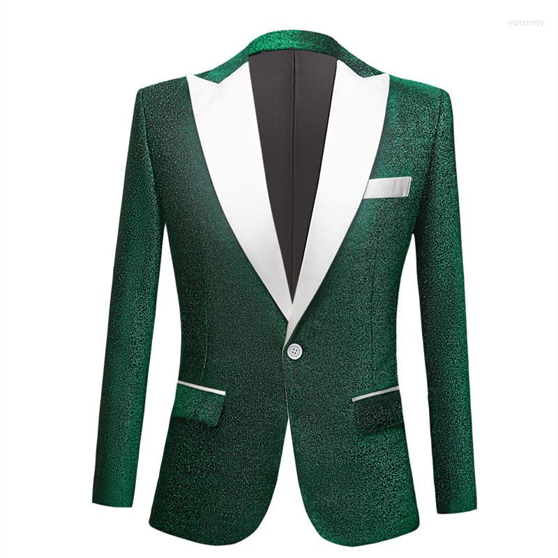 

Men's Suits Men's Fashon Shiny Blue Green Black Suit Jacket Wedding Groom Prom Singer Blazers Host Tuxedo Coat Slim Fit Stage Costume