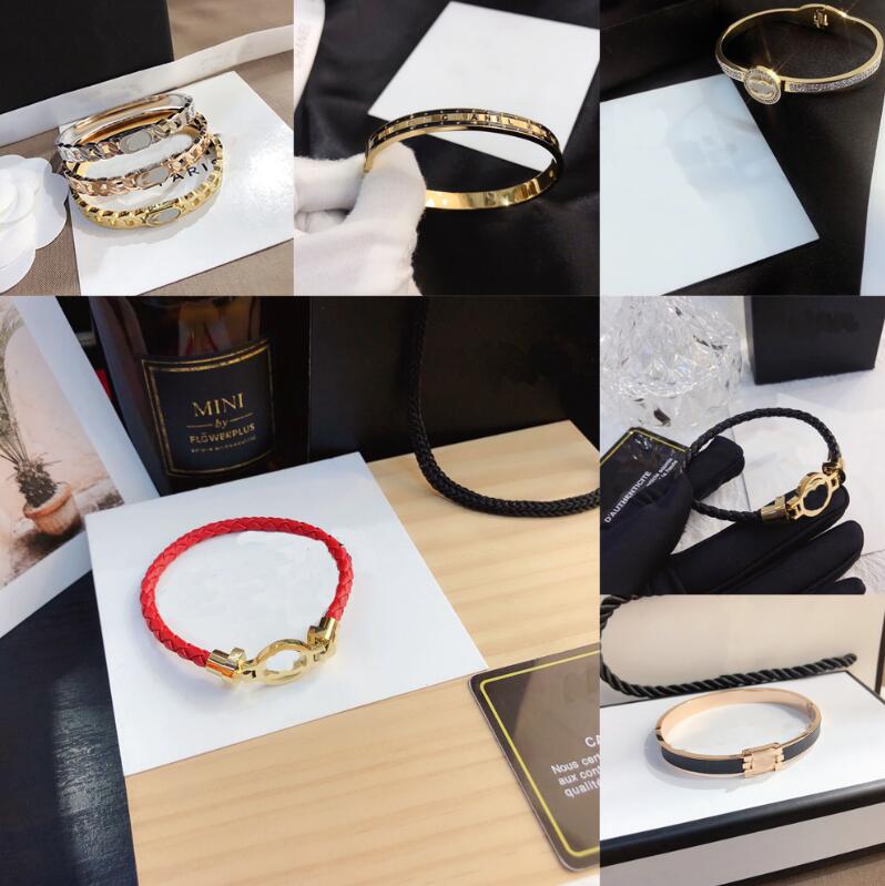 

20style Women Gold Bangle Luxury Designer Letter Jewelry 18K Gold Plated Stainless Steel Bracelet Wedding Lovers Gift Bangles Wholesale