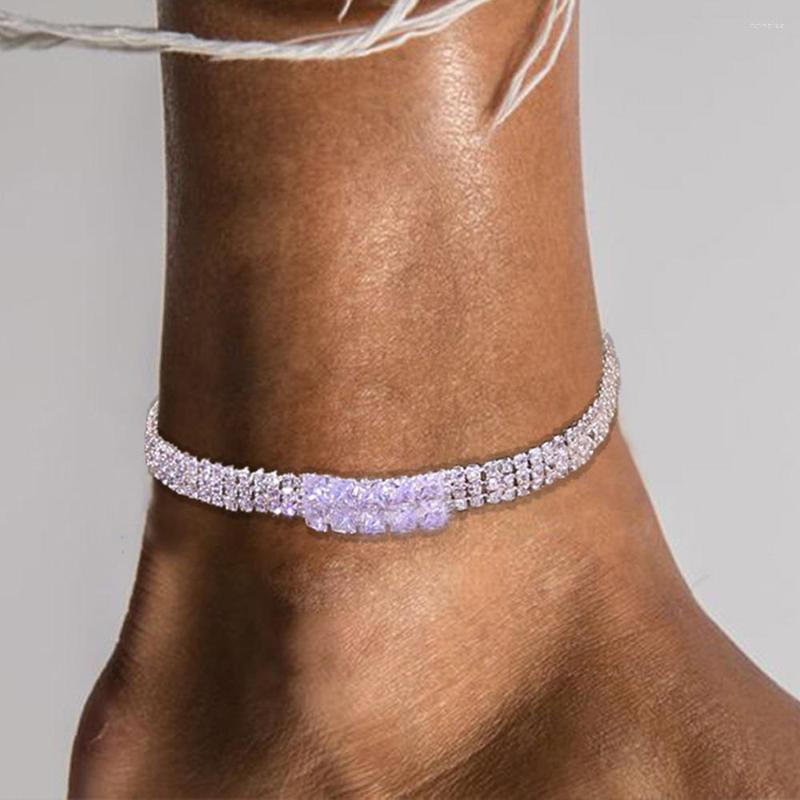 

Anklets Stonefans Simple Crystal Zircon Anklet Bracelet Leg Chain For Women Summer Beach Rhinestone Tennis Barefoot Jewelry