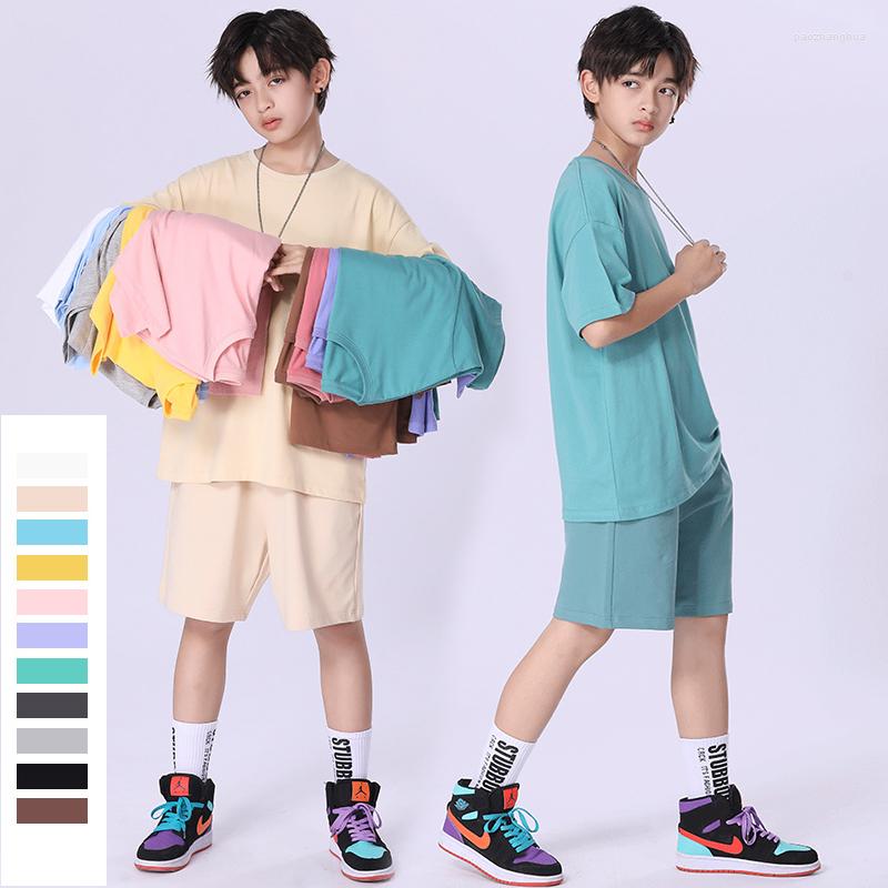 

Clothing Sets Teen Boys Set Summer 2022 Loose Cotton T Shirt Shorts Tracksuit Kids Solid Color Casual Girls Outfits 8 10 12 Years, Khaki