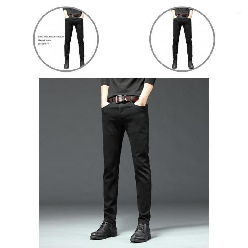 

Men's Jeans Multi Pockets Stylish Mid-Waist Straight Black Business For Office