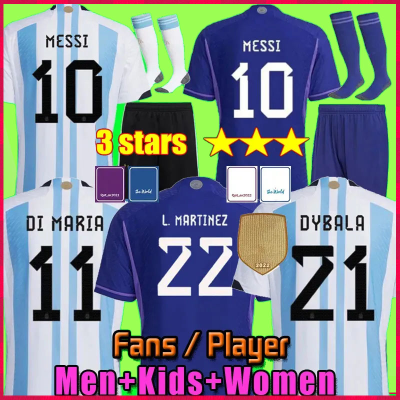 

Fans player Version 2022 2023 Argentina Soccer Jerseys 22 23 MESSIS MAC ALLISTER DYBALA DI MARIA MARTINEZ DE PAUL MARADONA child kids kit Men women football shirt, Kids away