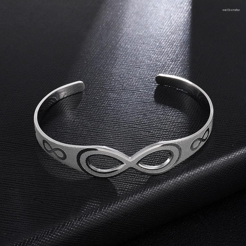 

Bangle Fashion Stainless Steel Infinity Symbol Cuff Personalized Charm Hand Open Bracelets