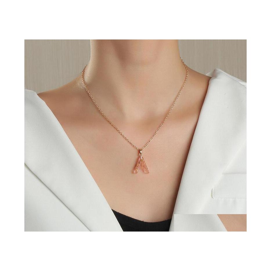 

Pendant Necklaces 26 Initial Letter Necklace Transparent Pink Acrylic For Women Jewelry Drop Delivery Pendants Dhi3R