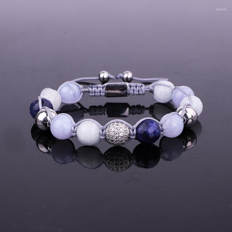 

Strand High Quality Design Natural Stone Purple Blue Beads Bracelet For Women