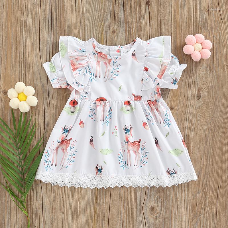 

Girl Dresses SUNSIOM Baby Girls Sweet Princess Dress Toddlers Mushroom/Deer Printing Round Collar Lace Splicing Short Sleeve A-line, Picture shown