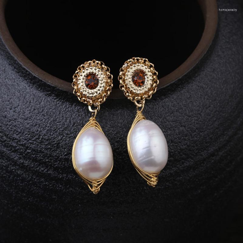 

Dangle Earrings Fashion Fad Hand Woven Freshwater Pearl With Zircon