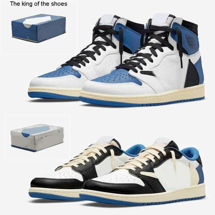 

Blue Fragments 1 High TS Cactus Jack Suede Basketball Shoes Retrosneaker Men Women 1s LOW SP Jack Dark Mocha Sports Sneakers With Plastic, Color-4