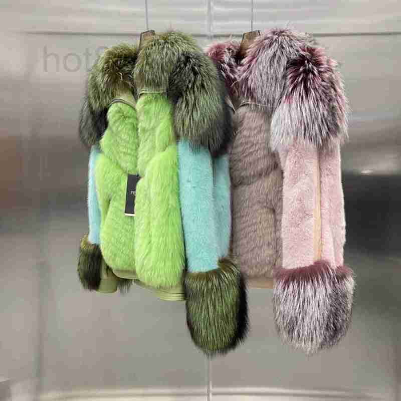

Women's Fur & Faux Designer Winter new mink long sleeve lapel splicing fox hair temperament commuter coat women G4DG, & pink