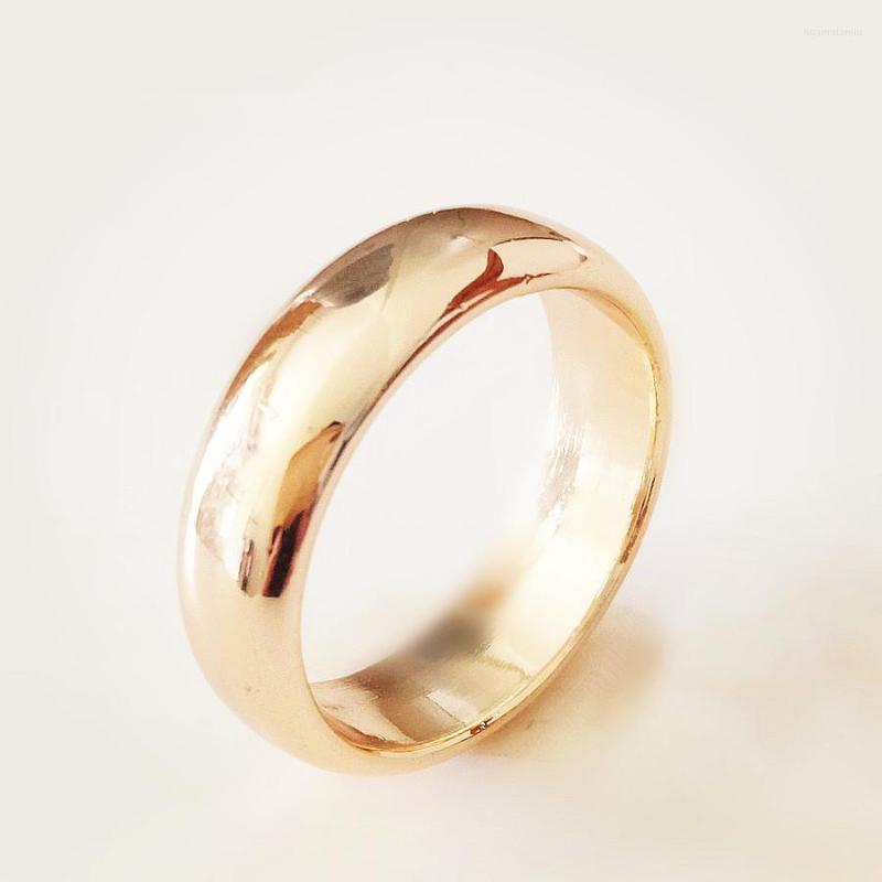 

Wedding Rings 585 Gold Color Ring Fashion Jewellery Women Men Engagement Trendy Jewelry Without Stone For