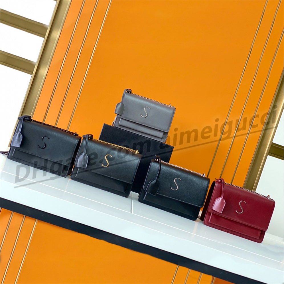 

5A High Quality luxury Leather sunset Shoulder bag Lady Women Crossbody purses Tote Hobo Shoulder aims bags handbags bags walle Clutch Bags, Black+gold buckle