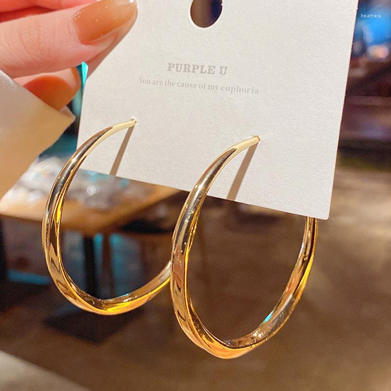 

Hoop Earrings 2022 Classic Alloy Smooth Metal Round For Woman Fashion Korean Jewelry Temperament Girl's Daily Wear