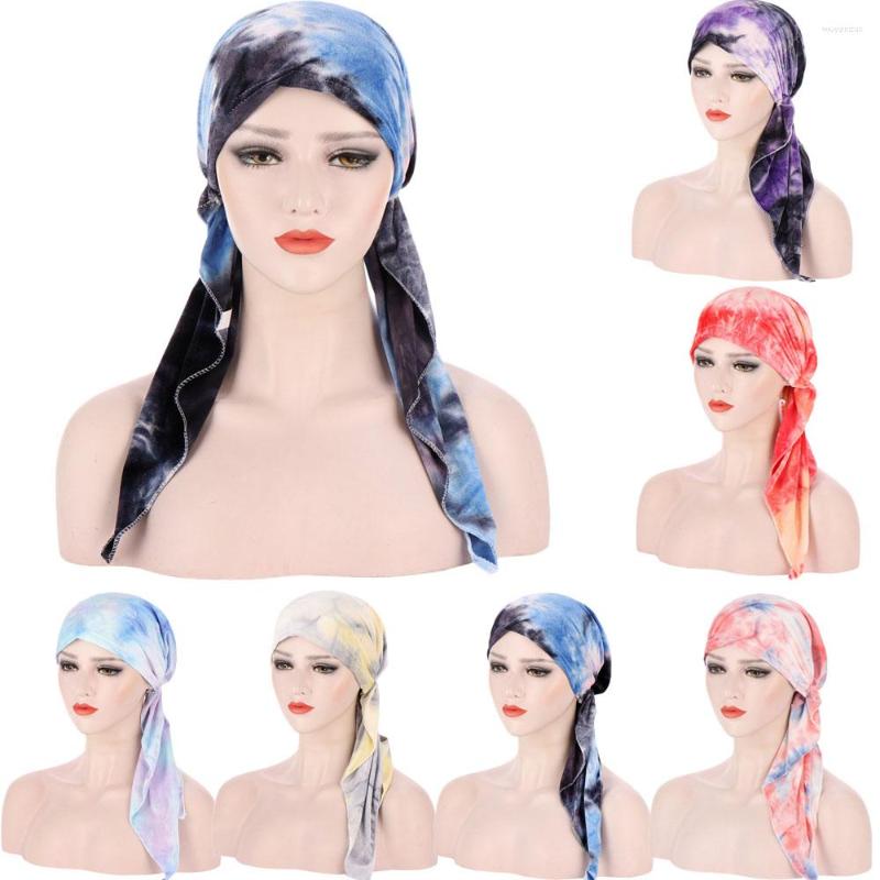 

Ethnic Clothing Women Print Turban Long Tail Head Wrap Scarf Muslim Hijab Underscarf Bonnet Chemo Cap Cancer Hat Headscarf Stretch Hair Loss