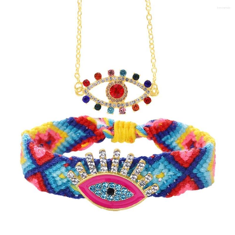 

Necklace Earrings Set Ladyfirsy Autumn Bracelets Sets Bohemain Handmade Weave Friendship Party Mom Gift Eye Necklaces Jewelry Accessories, Picture shown