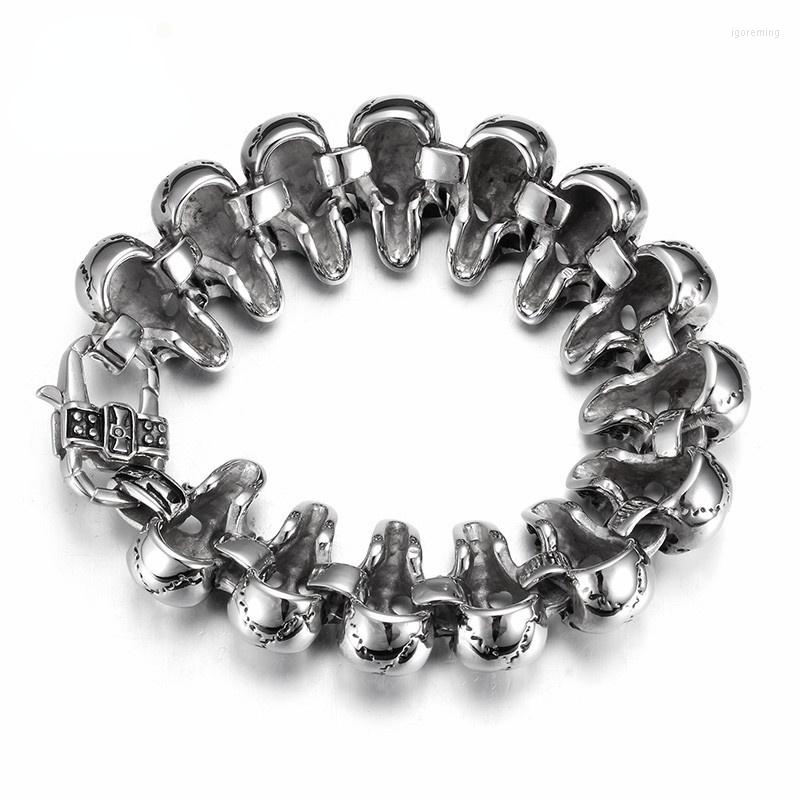 

Charm Bracelets HAOLYNJOY Skull Men's Hand Bracelet Stainless Steel Punk Skeleton Male Wrap Metal Bangle European Jewelry