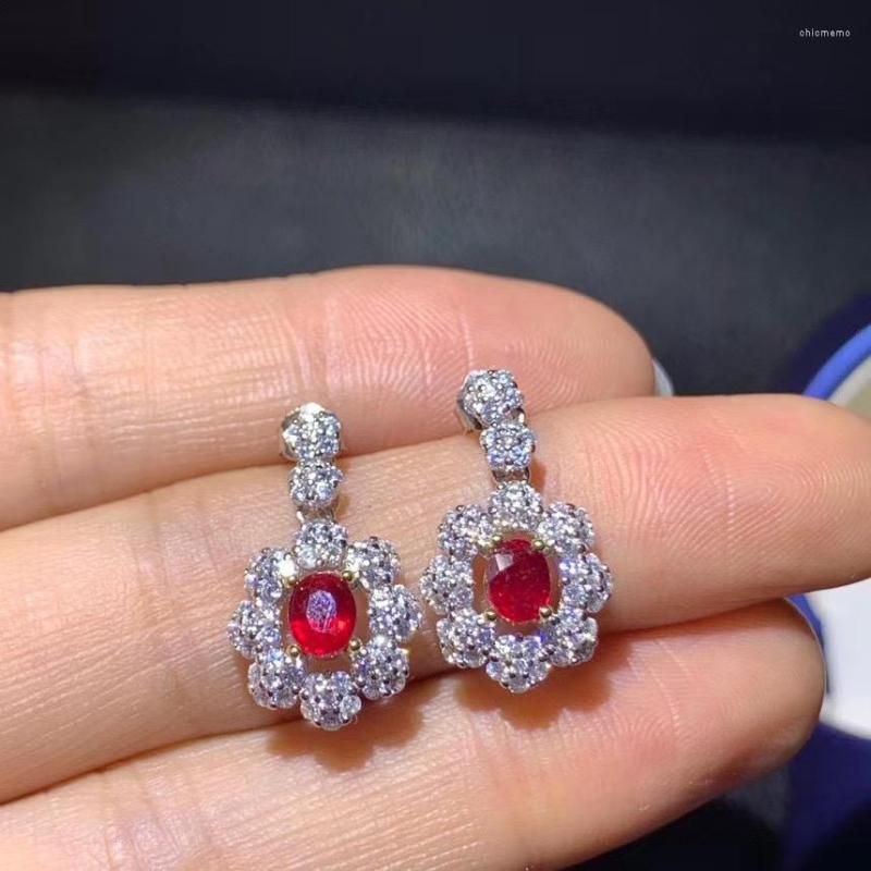 

Stud Earrings Elegant Engagement Gift Quality Ruby Earring 925 Sterling Silver Fahshion Natural And Real