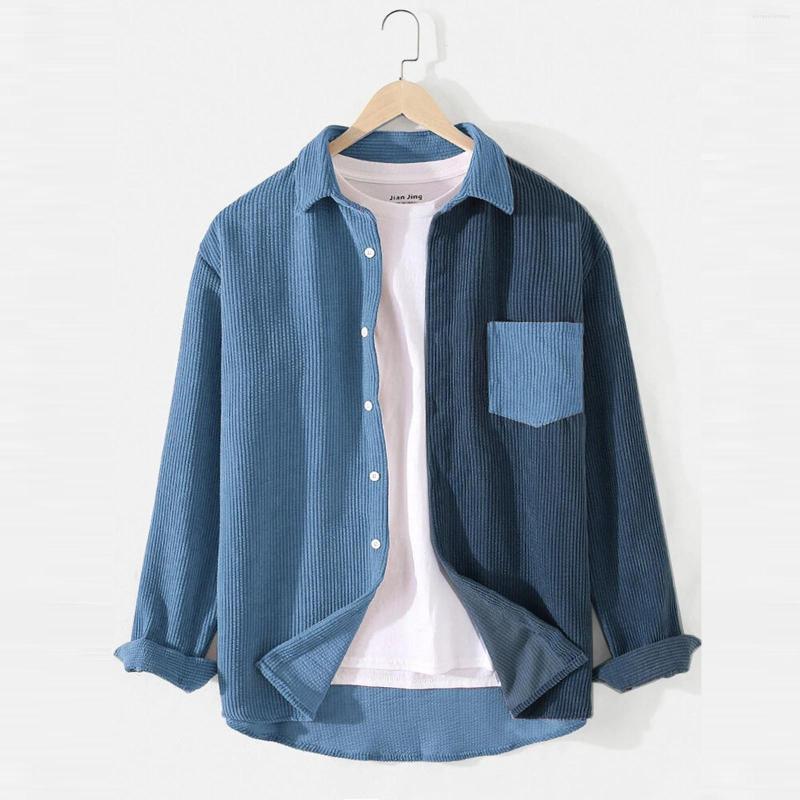 

Men's Casual Shirts Spring Men's Corduroy Long Sleeve Shirt Collision Color Male Blouse Homme Chemise Plus Size Men, Y174-2