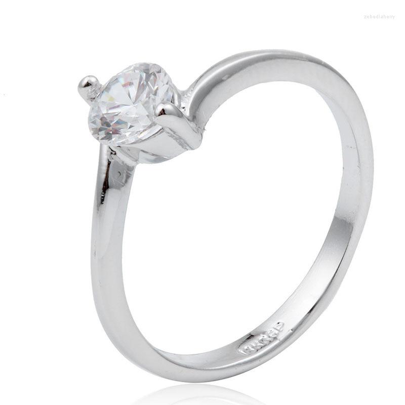 

Wedding Rings Simple White Gold Color Double Claw Round CZ Engagement Band For Women Anillos Bague Anel Feminino Aneis Jewelry