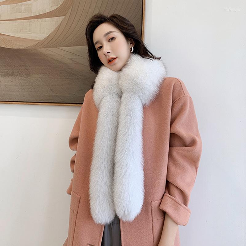 

Scarves 2022 Fashion Real Fur Women Autumn Winter Warm Natural Scarf With Belt Neckerchief Fluffy YZ3767