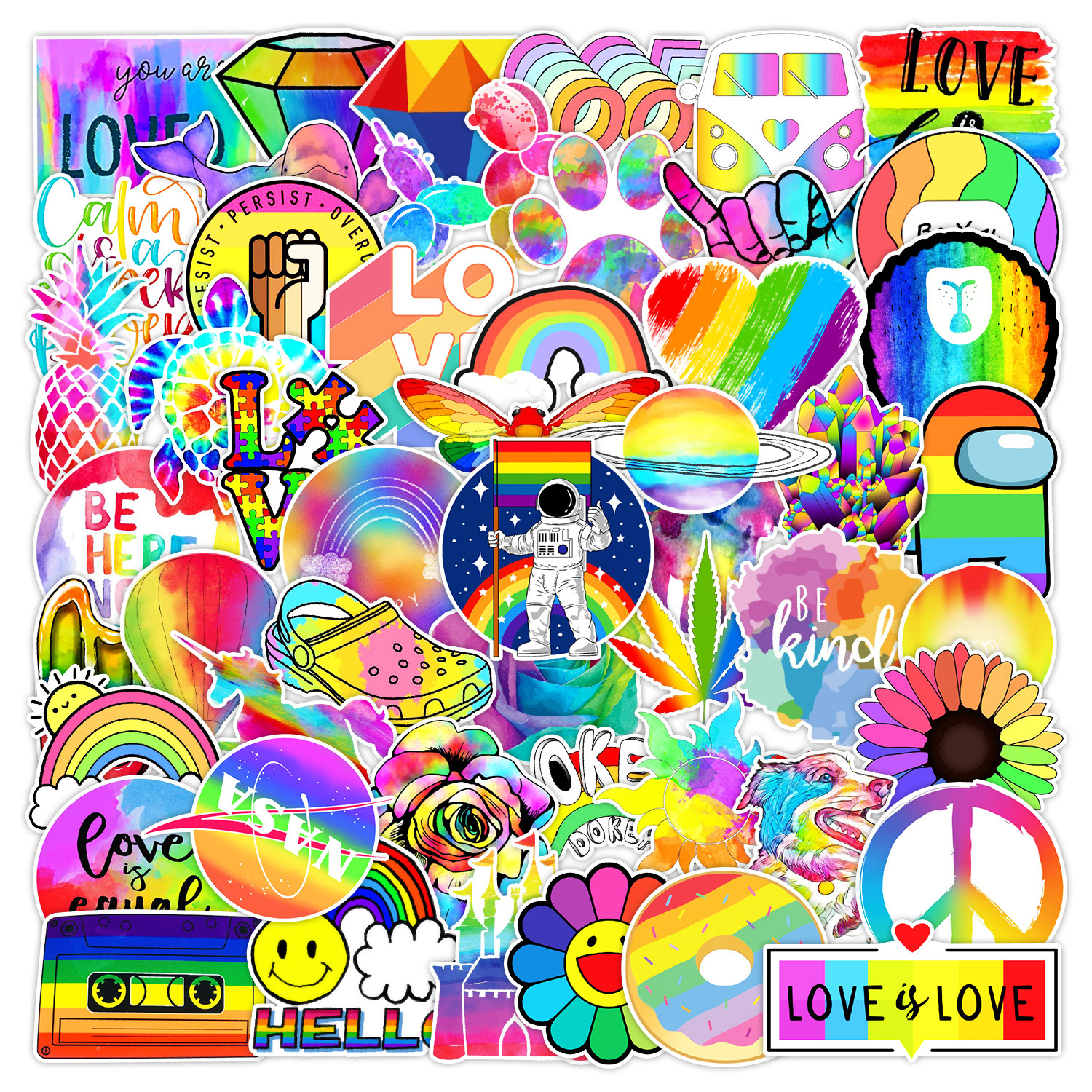 

50Pcs/Bag Rainbow Graffiti Sticker Notebook Computer Mobile Phone Decoration Sticker Waterproof Hand Book Wholesale Toys for Children and Adults Wholesale