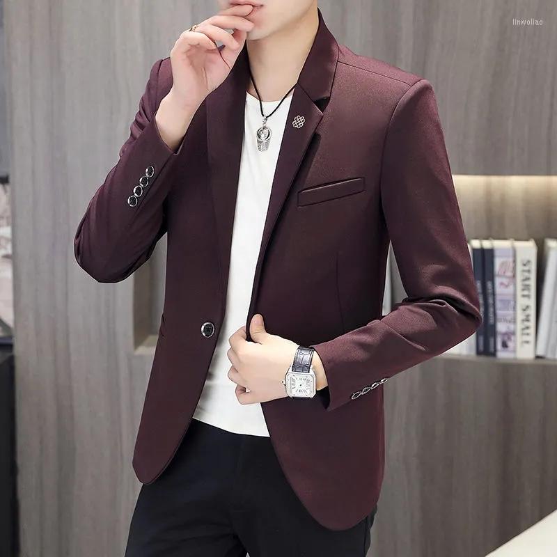 

Men's Suits Blazers For Men Coat Korean Casual Business Blaser Masculino Autumn Solid Long Sleeves Tops Single Buckle Slim Suit Jacket, Black