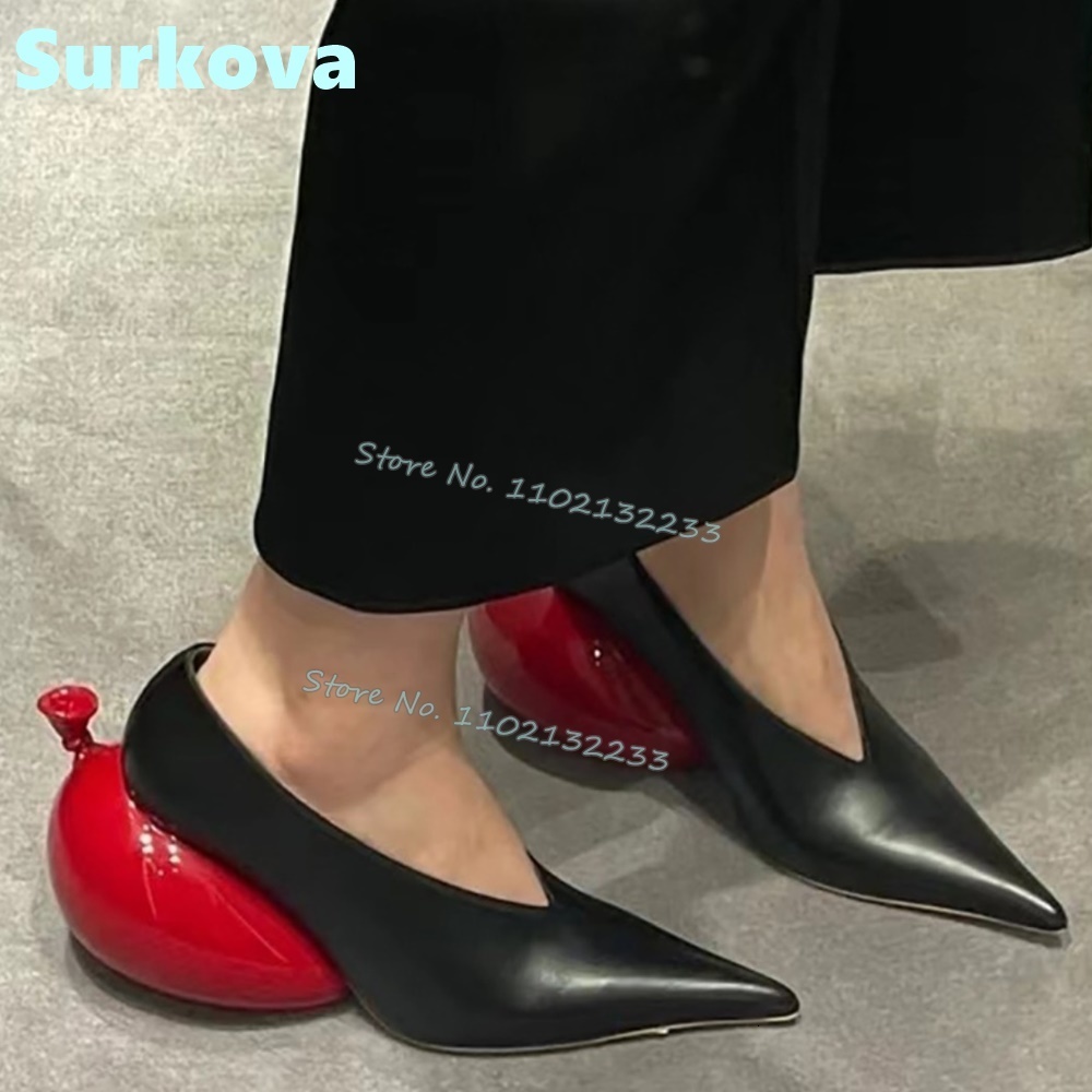 

Dress Shoes Red Balloon Heels Pumps Pointed Toe Slip On Strange Syle High Heeled Women Spring Autumn Fashion Unique Party 2212193839770, Beige