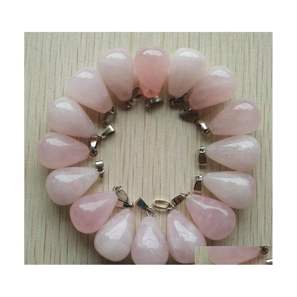 

Charms Pink Rose Quartz Water Drop Shape Teardrop Crystal Pendants For Necklace Accessories Jewelry Making Delivery Findings Componen Dhjlz