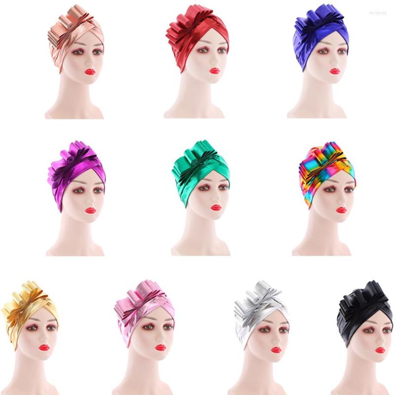 

Ethnic Clothing Fashion Shining Turban Headbands Cap For Women Hijab Hat Bow-tie Muslim Hats Female Bonnet Headscarf Glitter Head