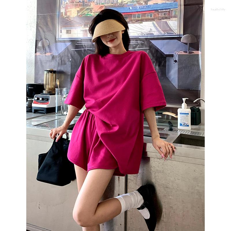 

Women's Tracksuits Two Piece Sets 2022 Summer Loose Casual Thin Section Large Size Short-sleeved T-shirt Shorts Trendy Fashion Women's, Black