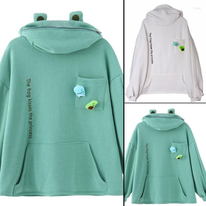 

Men's Hoodies Women Novelty Frog Hoodie Cute Animal Shape Zip Up Green Hooded Top Sweatshirt Funny Casual Oversized Hoody, Black