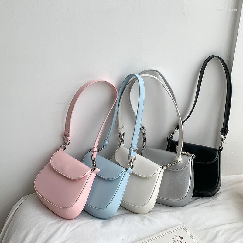 

Evening Bags 2022 Ins Korean Designer Western Style Macaron Color Stereotyped Saddle Small Shoulder Bag For Women, Black
