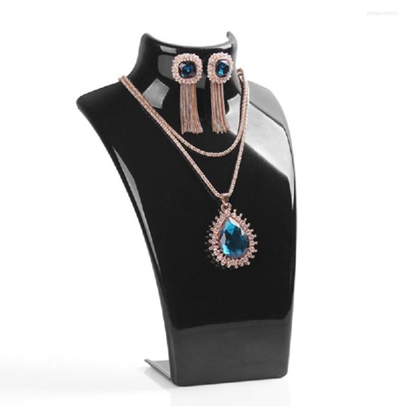 

Jewelry Pouches Acrylic Mannequin Necklace Display Bust Stand Holder Rack Fo Earrings Necklaces Organizer 2022