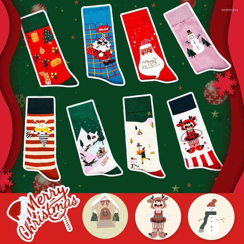 

Women Socks Autumn And Winter Design Christmas Snowman Elderly Middle Tube Female Trend