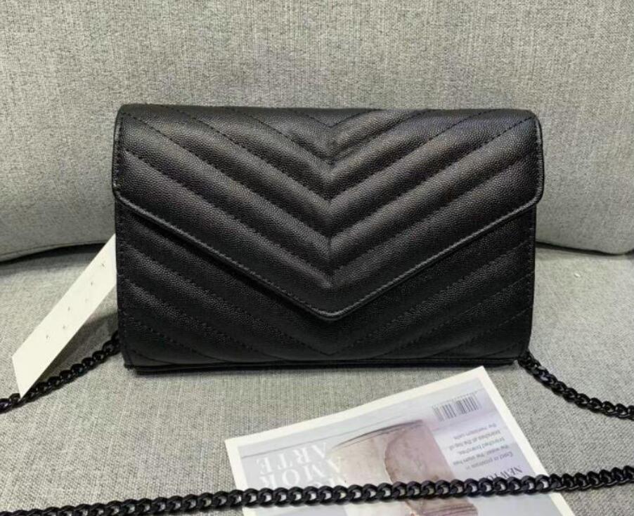 

Womens Designer Shoulder Bags chain Totes Handbags Fashions Black Calfskin Classic Diagonal Stripes Quilted Chains Double Flap Cross Body bags, Black chain