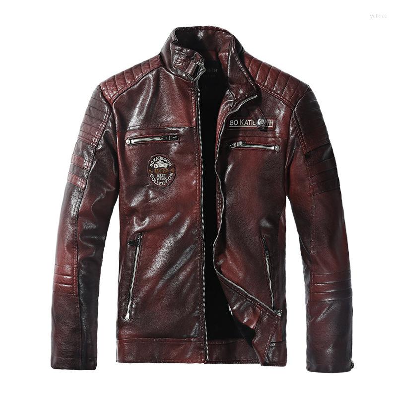 

Men's Down 2022 Fashion Trend Pu Coat Motorcycle Clothes And Plush Leather Jacket, Black