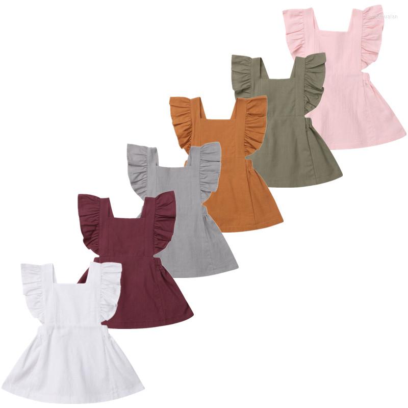

Girl Dresses Fashion Toddler Kids Baby Solid Color Ruffle Princess Party Dress Sundress 0-3Y, Gray