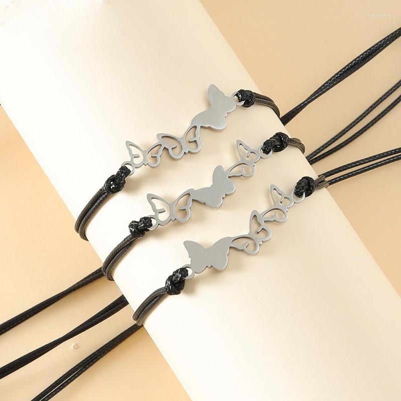 

Link Bracelets 2Pcs/3Pcs Sister Friend Matching For Friendship Butterfly Long Distance Braided Bracelet Gift Girls T8DE