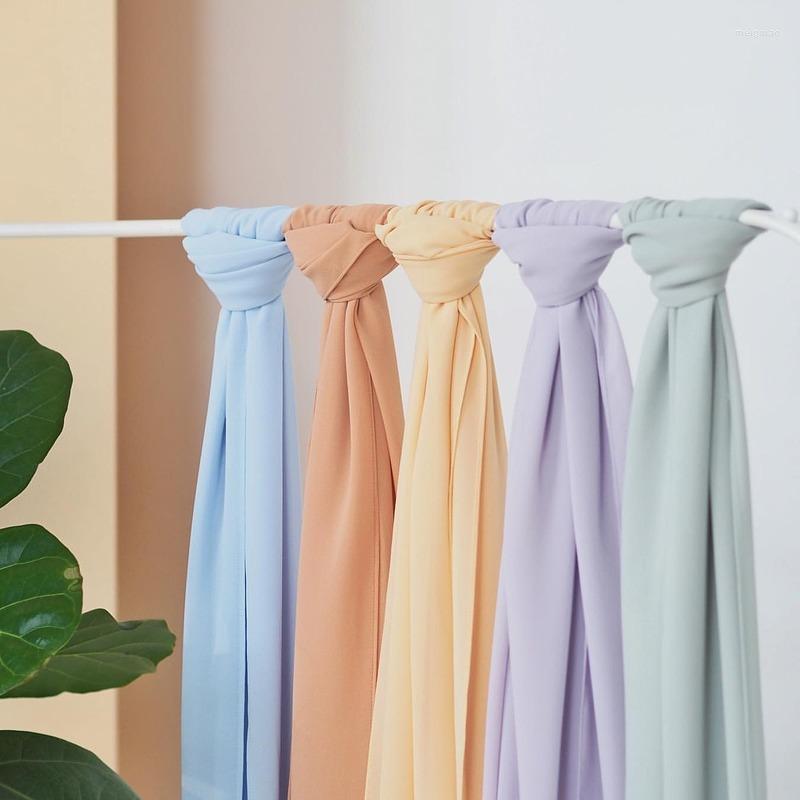 

Ethnic Clothing Hijabs Women Scarf Fashion Malaysia Solid Color Pearl Chiffon Long Shawl Muslim HeadBand Headscarf Lady European And