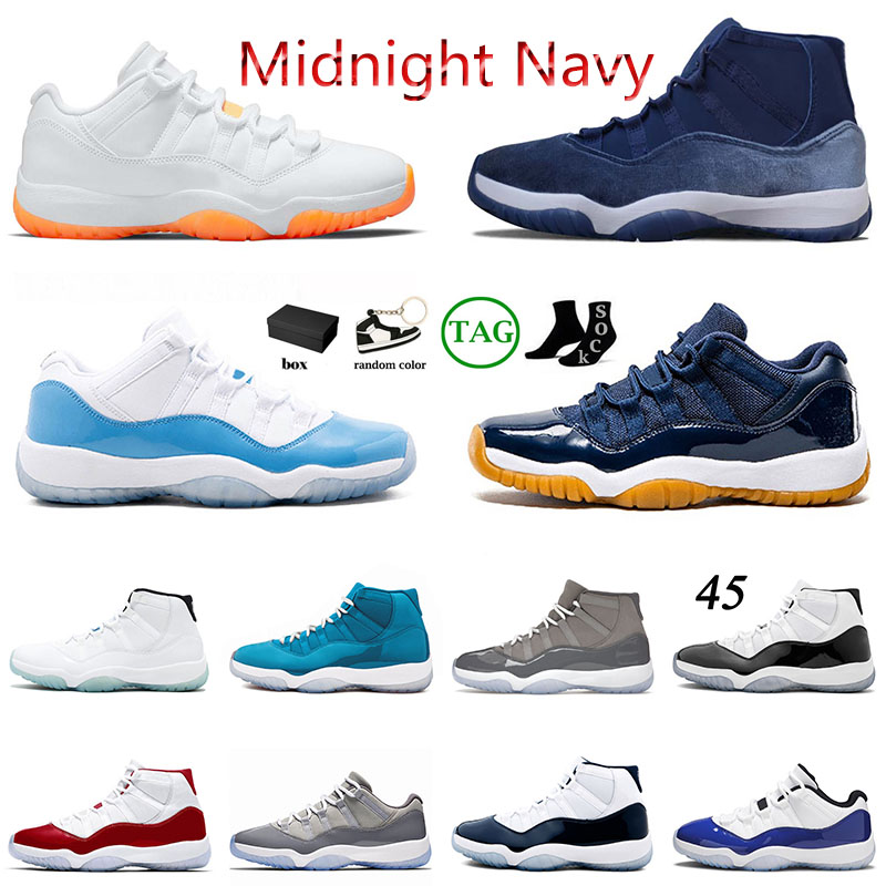 With Box Jordens 11 Cherry Basketball Shoes Men Women 11s Midnight Navy Cool Grey White Pure Violet Blue Concord Low Legend Blue Mens Trainers Sport