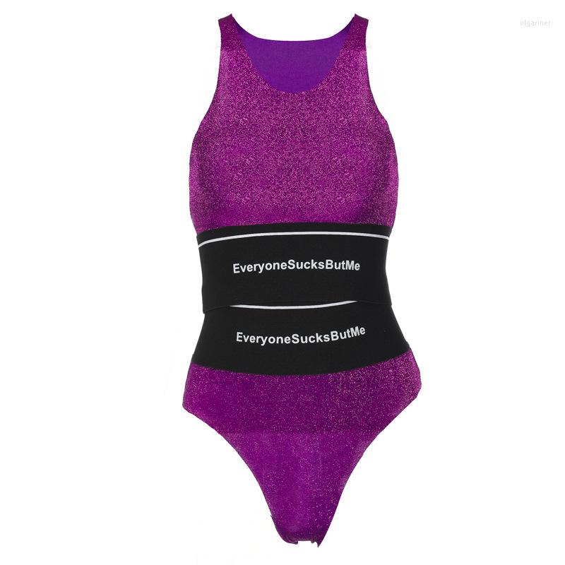 

Women' Tracksuits Sport Suit Women Sparkle Glitter 2022 Summer Fashion Letters Vest Suits Round Neck Sleeveless Tank Top Slim Gym Shorts, Purple