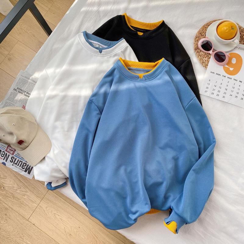 

Men's Hoodies Sweatshirt Solid Stitching O-neck Tops Spring Autumn Thin Casual Sports Bottoming Shirts Male Clothes Long Sleeve Pullover, Black