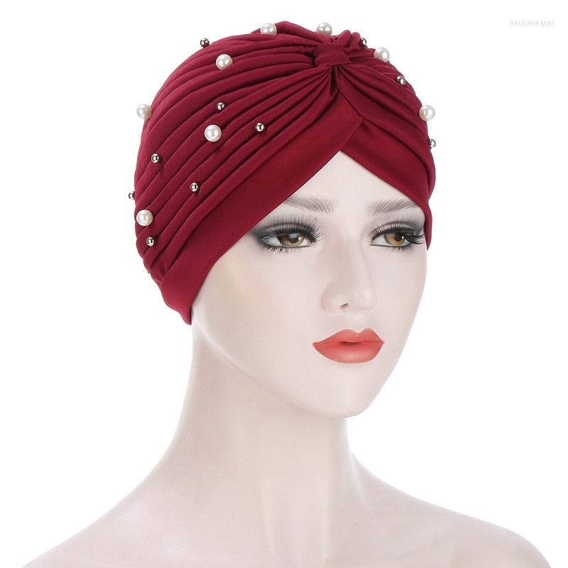 

Ethnic Clothing Fashion Women Starry Sky Beaded Stretchable Turban Hat Head Cover Headband Ladies Turbante