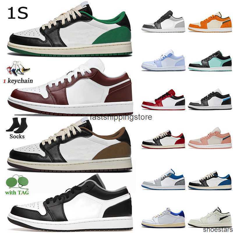 

Big Size EUR48 New Cactus Jack Dark Mocha Green Jumpman 1s Low Basketball Shoes Top 1 Fashion Designer Sneakers Black White University Blue, B22 low limelight 36-45