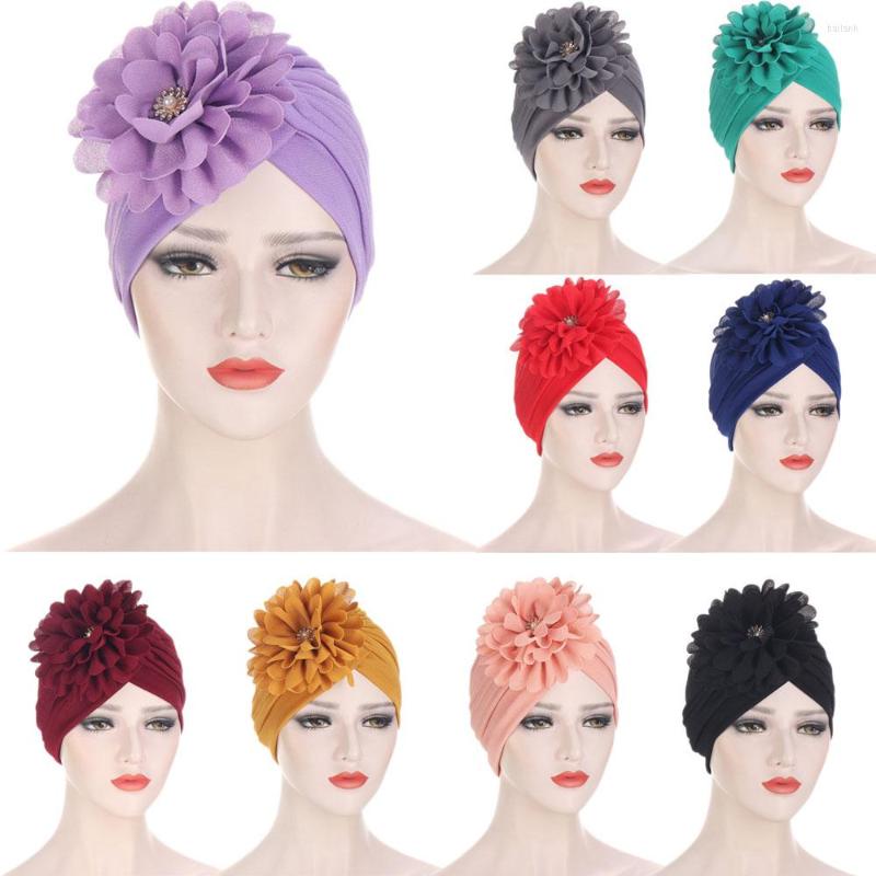

Ethnic Clothing Flower Muslim Women Ruffle Turban Hijab Cap Elastic Headscarf Bonnet Hair Loss Headwrap Chemo Cancer Hat Beanie Cover