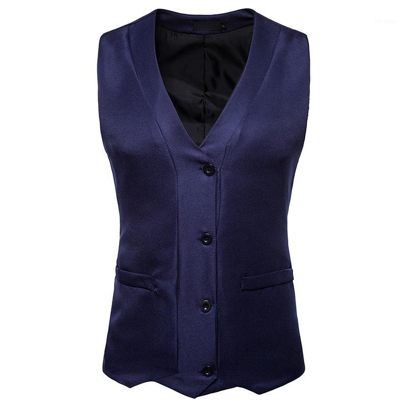 

Men' Vests 2022 Fashion V-neck Single-breasted Design Suit Vest1, Black