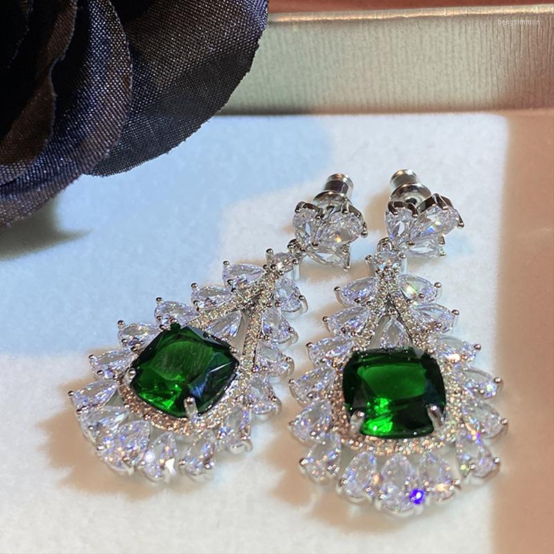 

Dangle Earrings Luxury Aesthetic Drop Green Stone Wedding 2022 Trend Unusual Accessories Vintage Jewelry Long Hanging For Women
